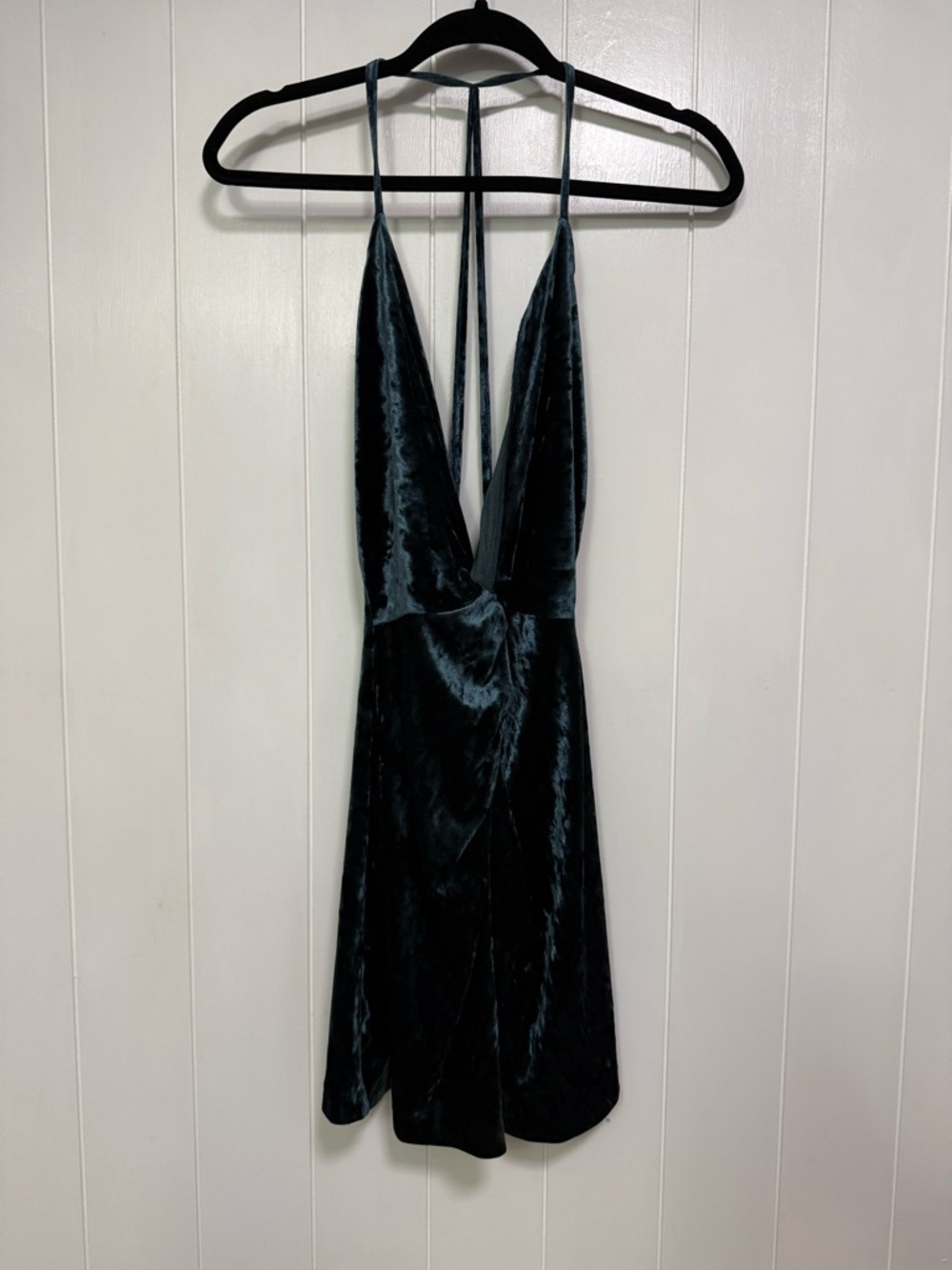 Zara Velvet Deep V-Neck Strappy Women's Dress - Black